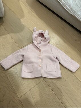 GAP Baby Soft Blush Knit Hooded Cardigan